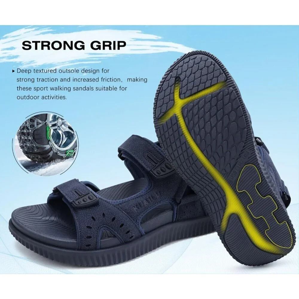 Casual Hiking Sandals Men's Dark Blue Athletic Sports Walking Fisherman Shoes